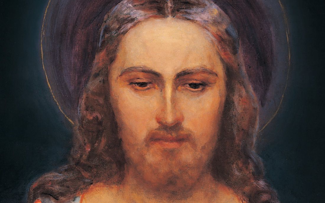 Jezus Miłosierny pędzla Eugeniusza Kazimirowskiego w Wilnie - fragment